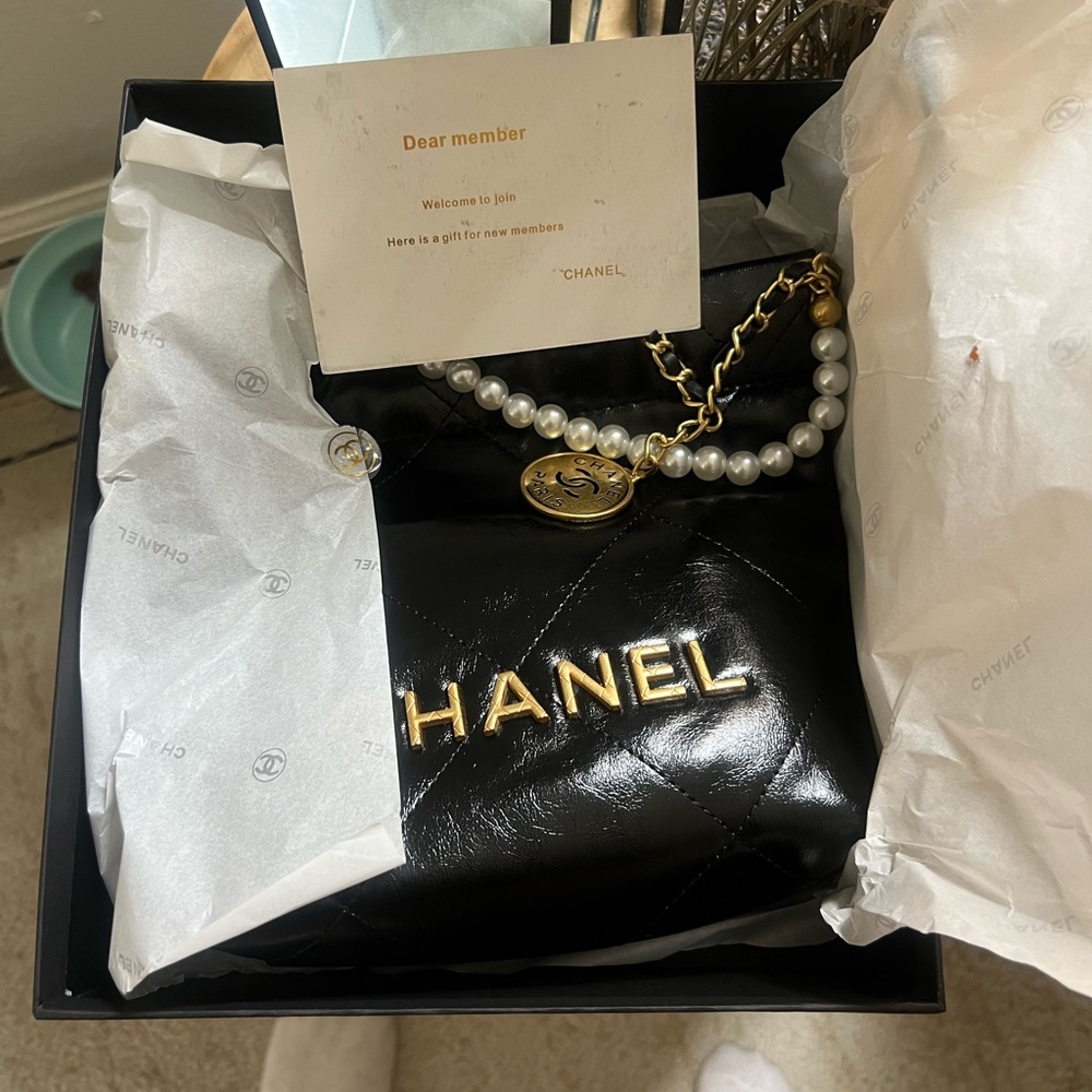 Chanel Black Crossbody Bag with Pearl and Chain Accent comes with pouch -GWP - Picture 5 of 6
